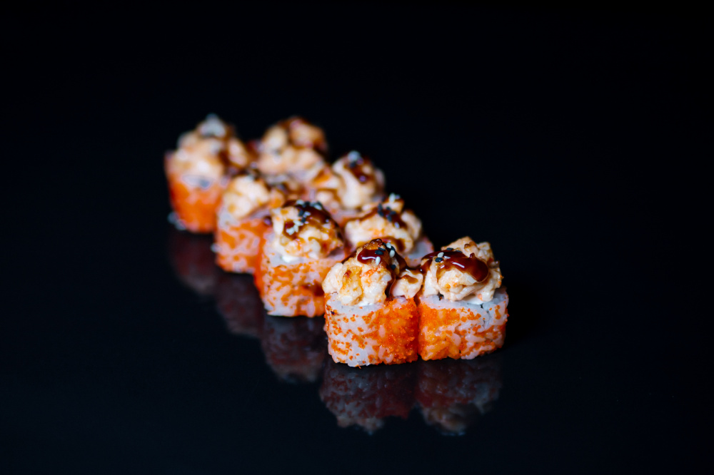 Запечённый с лососем и креветкой